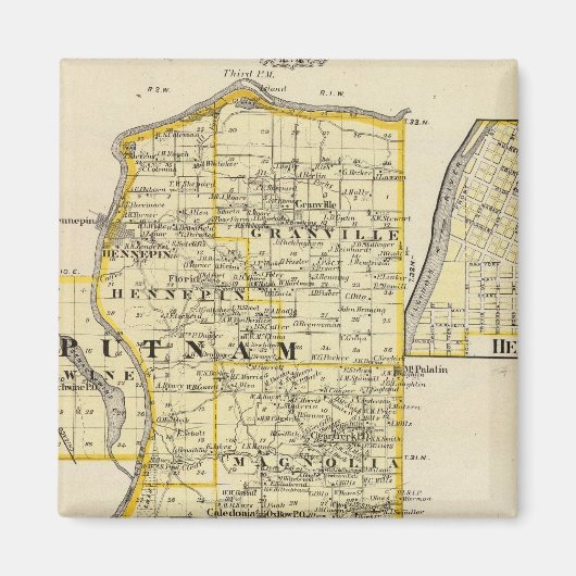 Aimant Carte du Putnam et de la partie est des comtés Mar (Devant)