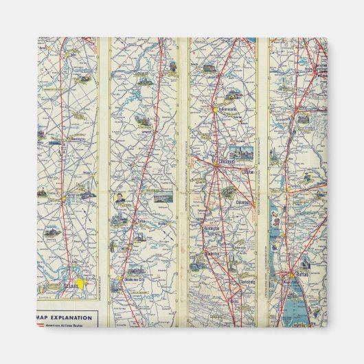 Aimant Carte du système Verso American Airlines (Devant)