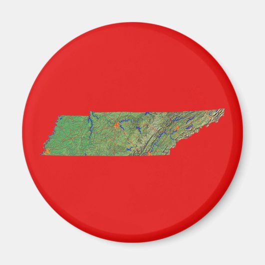 Aimant Carte du Tennessee (Devant)