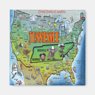 Aimant Carte du Tennessee Etats-Unis