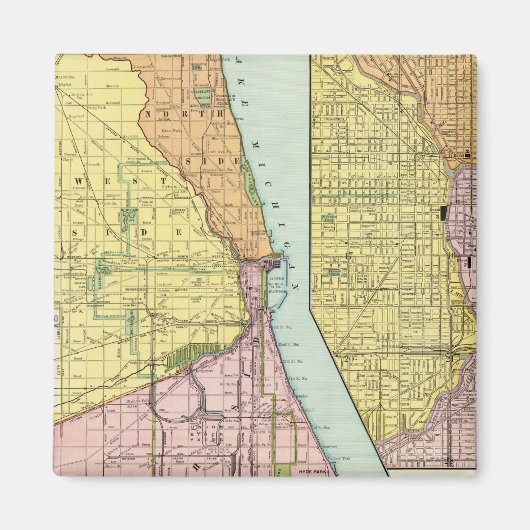 Aimant Carte du terminal ferroviaire de Chicago (Devant)