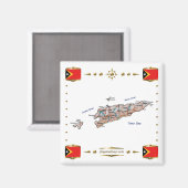 Aimant Carte du Timor Oriental + Magnat des drapeaux (Recto/Verso)