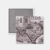 Aimant Carte du vieux Texas (Recto/Verso)