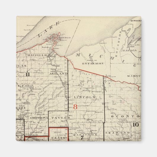 Aimant Carte du Wisconsin (Devant)