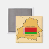 Aimant Carte et drapeau de la Biélorussie (Recto/Verso)