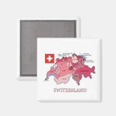 Aimant Carte et drapeau de la Suisse (Recto/Verso)