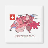 Aimant Carte et drapeau de la Suisse (Devant)