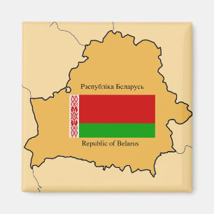 Aimant Carte et drapeau du Belarus