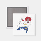 Aimant Carte et drapeau du Pays-Bas (Recto/Verso)