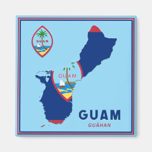 Aimant Carte et sceau du drapeau de Guam