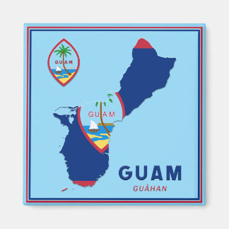 Aimant Carte et sceau du drapeau de Guam