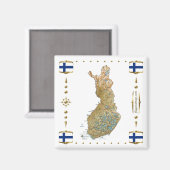 Aimant Carte Finlande + Magnat des drapeaux (Recto/Verso)