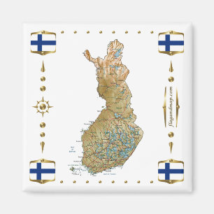 Aimant Carte Finlande + Magnat des drapeaux