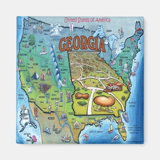 Aimant Carte Géorgie USA (Devant)