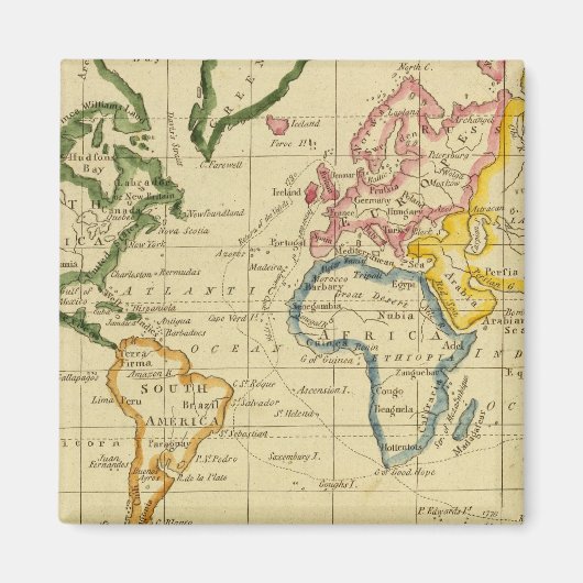 Aimant Carte gravée dans le monde (Devant)