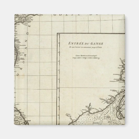 Aimant Carte gravée de l'Inde (Devant)