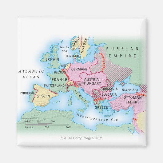 Aimant Carte illustrée de l'Europe (Devant)