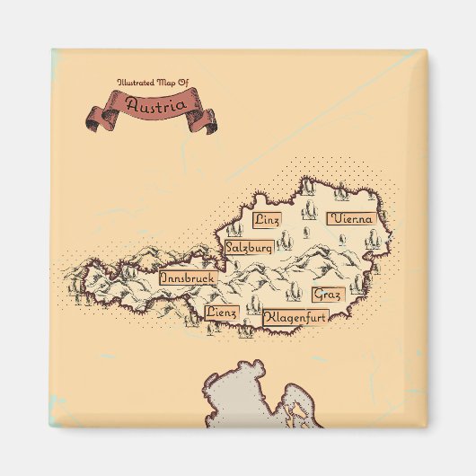 Aimant Carte illustrée vintage d'Autriche (Devant)