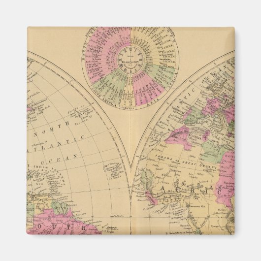 Aimant Carte lithographiée du Monde (Devant)