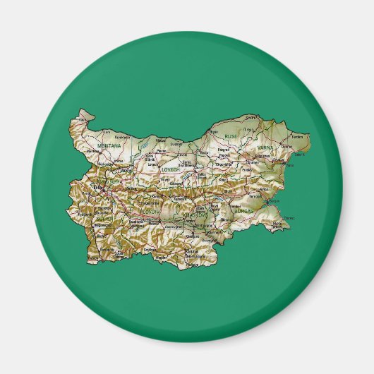 Aimant Carte magnétique Bulgarie (Devant)