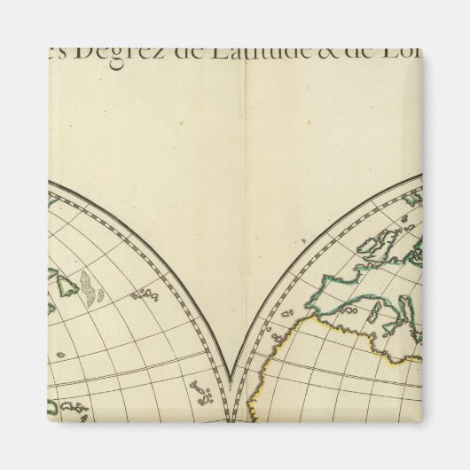 Aimant Carte mondiale avec Latitude et Longititude (Devant)