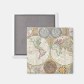 AIMANT CARTE MONDIALE VINTAGE (Recto/Verso)