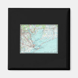 Aimant Carte nautique vintage Galveston Bay Tx (1975)