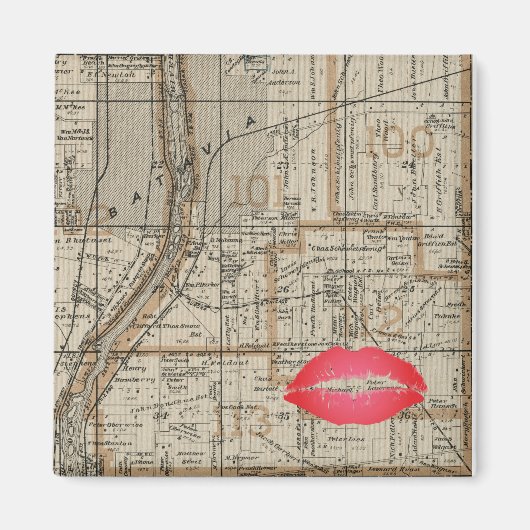 Aimant Carte Plat Batavia Illinois 1870 Fox River Valley (Devant)