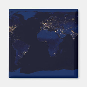 Aimant Carte Plate De La Terre Montrant Les Lumières De L