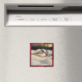Aimant Carte pliée Chick-a-Dee avec gui (vierge) (In Situ (Lave-vaisselle))