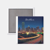 Aimant Carte postale Dallas Texas Night (Recto/Verso)