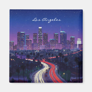 Aimant Carte postale de la nuit de Los Angeles