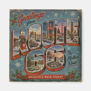 Aimant Carte postale de Noël Route 66 à grandes lettres