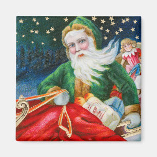 Aimant Carte postale de Noël vintage rétro Père Noël