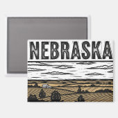 Aimant Carte postale Grunge Nebraska en détresse (Recto/Verso)