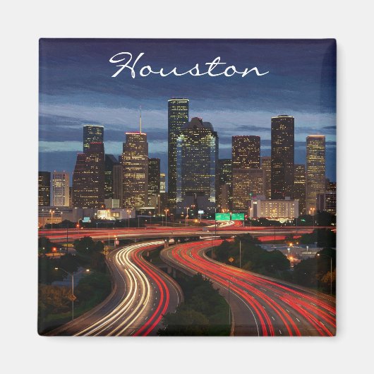 Aimant Carte postale Houston Texas Night (Devant)
