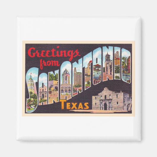 Aimant Carte postale San Antonio Texas TX Vintage (Devant)