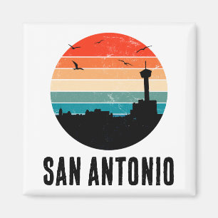 Aimant Carte postale San Antonio Vintage Sunset Cityscape