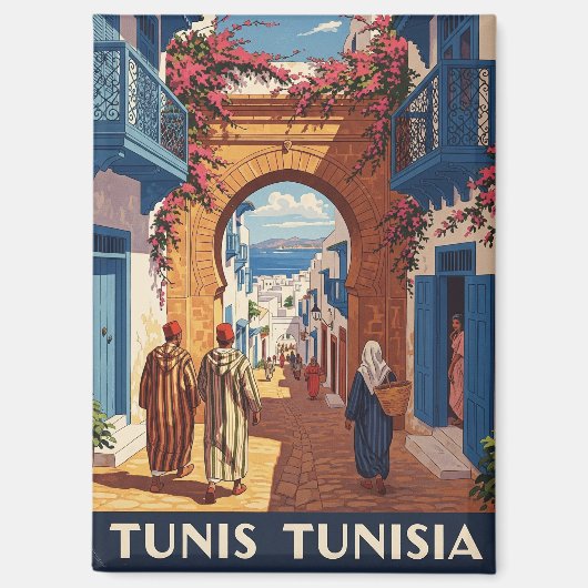 Aimant Carte postale Tunis Tunisie Travel Medina (Recto)