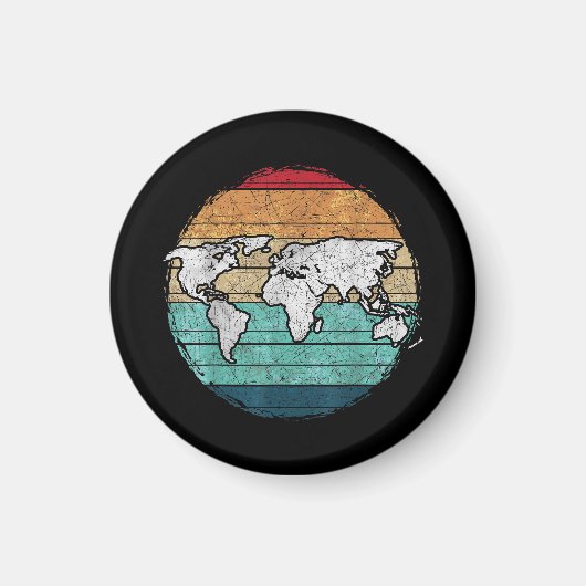 Aimant Carte Retro World (Devant)