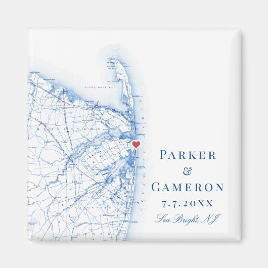Aimant Carte Sea Bright New Jersey Mariage élégant Favor (Devant)
