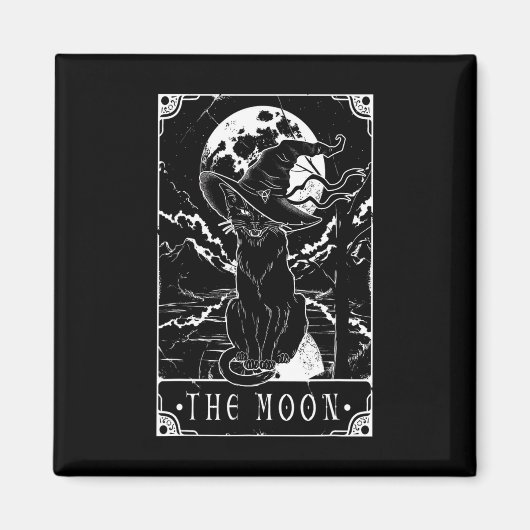 Aimant Carte Tarot Crescent Moon Et Casquette Chat Noir H (Devant)