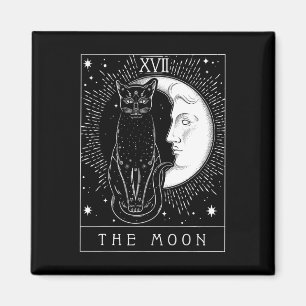 Aimant Carte Tarot Crescent Moon Et Cat Graphique