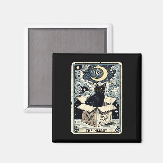 Aimant Carte Tarot Hermite Chat En Boîte Mystic Funny Cha (Recto/Verso)