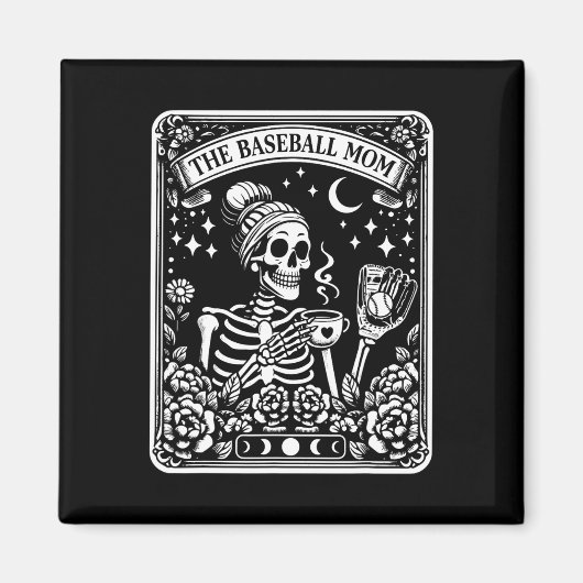 Aimant Carte Tarot Maman De Baseball Skeleton Coffee Mère (Devant)