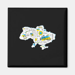 Aimant Carte Ukraine - Emblème national ukrainien - Ukrai