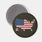 Aimant Carte USA avec drapeau américain (Recto/Verso)