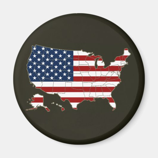 Aimant Carte USA avec drapeau américain (Devant)