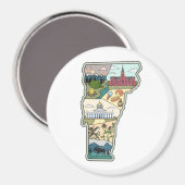 Aimant Carte Vermont de Burlington Killington VT State (Recto/Verso)