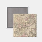 Aimant Carte vintage de Boston (1880) (Recto/Verso)